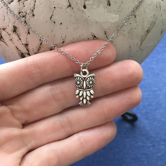 Tampa Coin Rings Jewelry - Handmade Tibetan Silver Owl Pendant Necklace 18"
